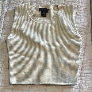 House of Harlow 1960 Ivory Ribbed Crop Tank